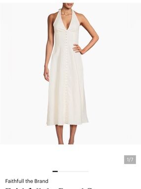 Faithfull The Brand Cream Halter Midi Dress size 8